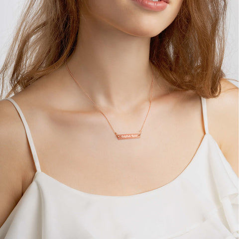 Engraved Tekillah Rose Bar Chain Necklace