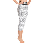 White Roses Black Label Yoga Capri Leggings