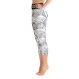 White Roses Black Label Yoga Capri Leggings