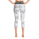 White Roses Black Label Yoga Capri Leggings