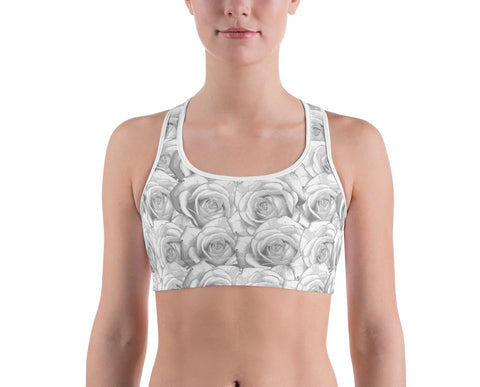 White Roses Black Label Sports bra
